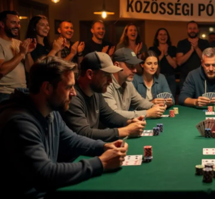 Mozgalmas offline pókerbajnokság játékosokkal és zsetonokkal